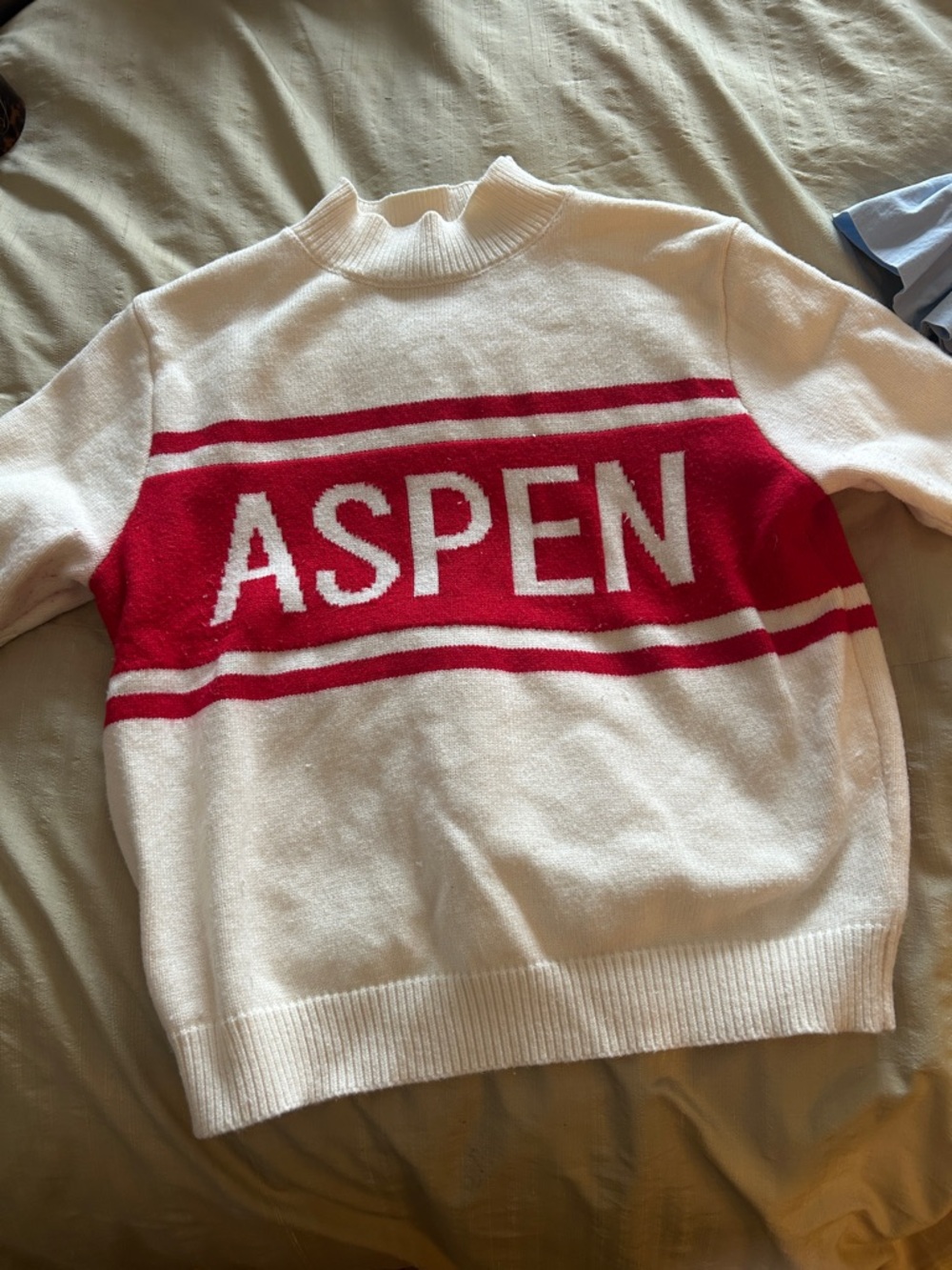 English Factory White Sweater with Red Aspen Panel